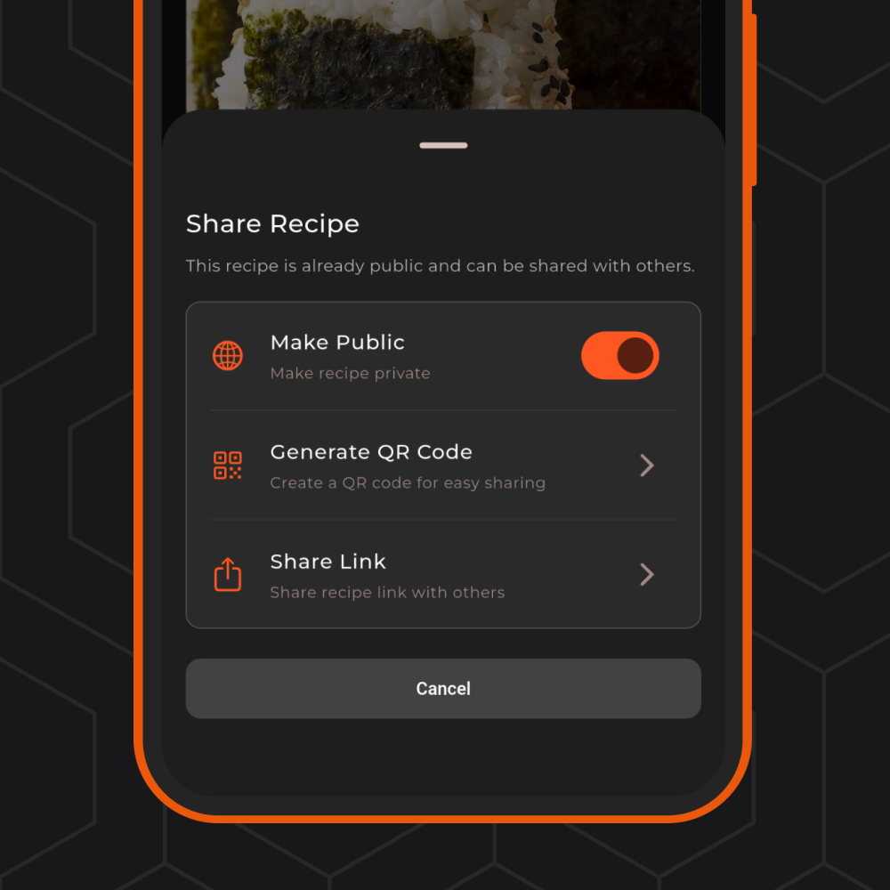 Share recipes via link